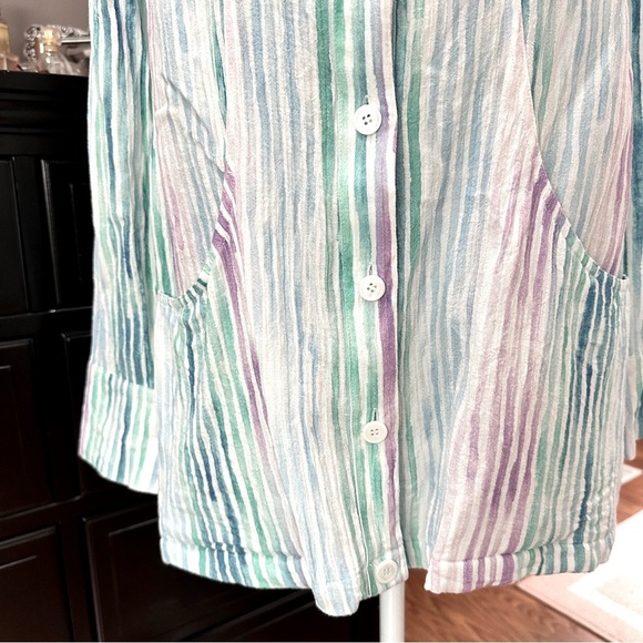 Soft Surroundings Button Front Striped Tunic Long Sleeve Size Small - Picture 7 of 16